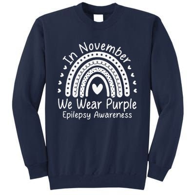 In November We Wear Purple Ribbon Warrior Epilepsy Awareness Gift Tall Sweatshirt