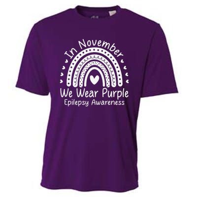 In November We Wear Purple Ribbon Warrior Epilepsy Awareness Gift Cooling Performance Crew T-Shirt