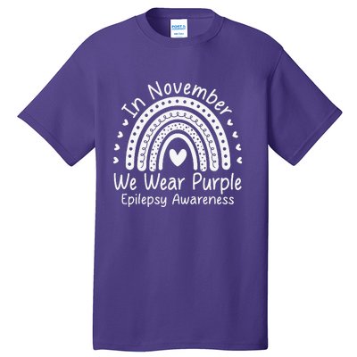 In November We Wear Purple Ribbon Warrior Epilepsy Awareness Gift Tall T-Shirt