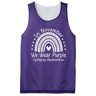 In November We Wear Purple Ribbon Warrior Epilepsy Awareness Gift Mesh Reversible Basketball Jersey Tank