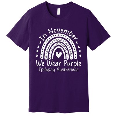 In November We Wear Purple Ribbon Warrior Epilepsy Awareness Gift Premium T-Shirt