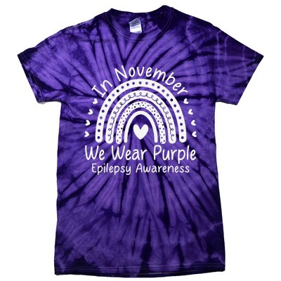 In November We Wear Purple Ribbon Warrior Epilepsy Awareness Gift Tie-Dye T-Shirt