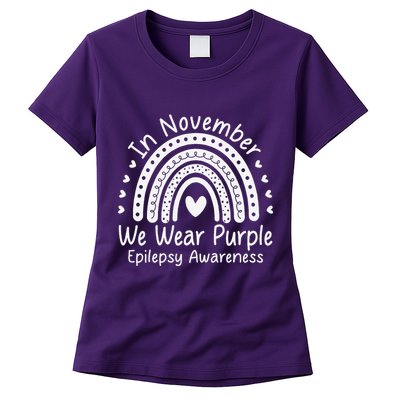 In November We Wear Purple Ribbon Warrior Epilepsy Awareness Gift Womens T-Shirt