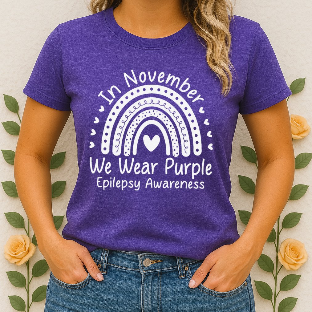 In November We Wear Purple Ribbon Warrior Epilepsy Awareness Gift Womens T-Shirt