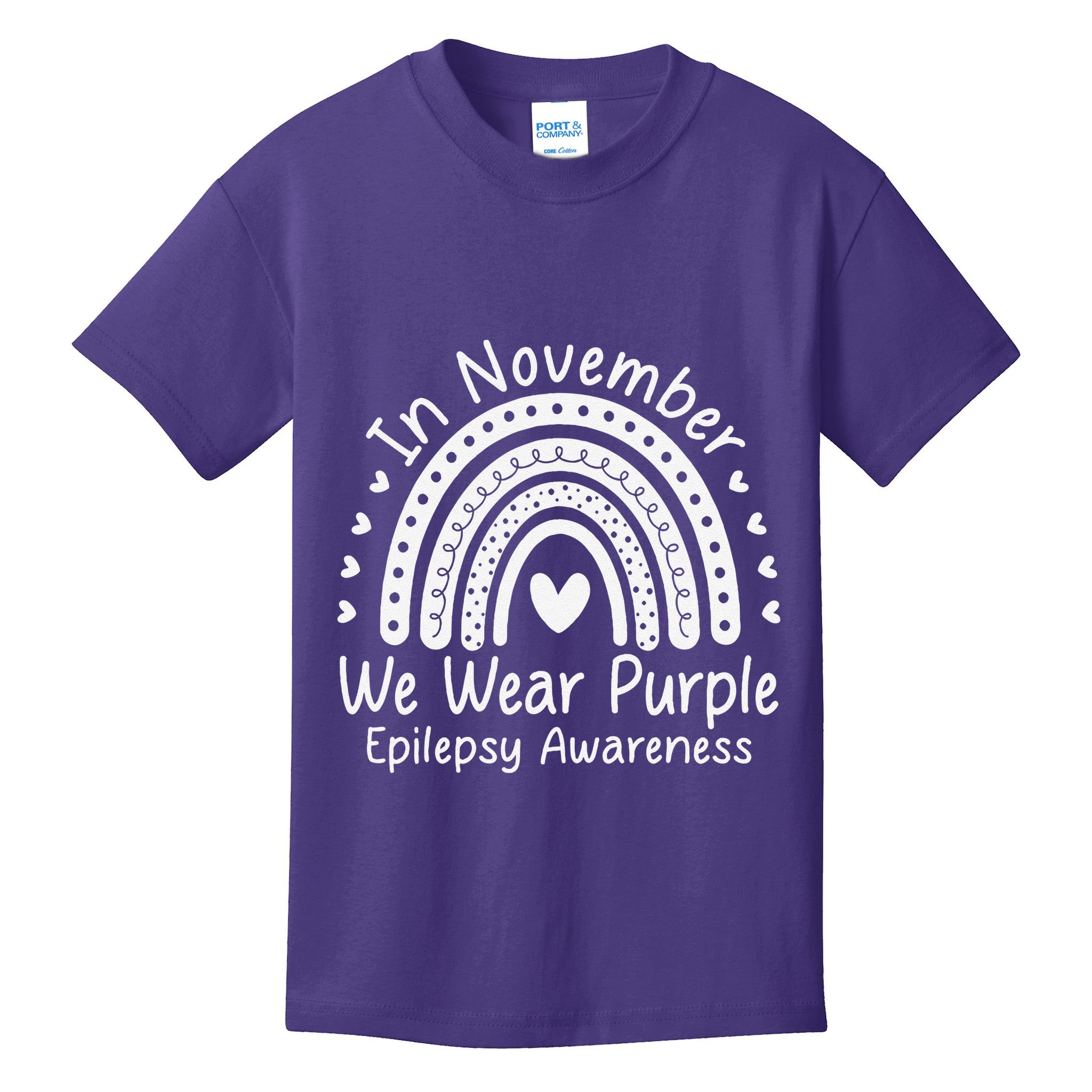 In November We Wear Purple Ribbon Warrior Epilepsy Awareness Gift Kids T-Shirt