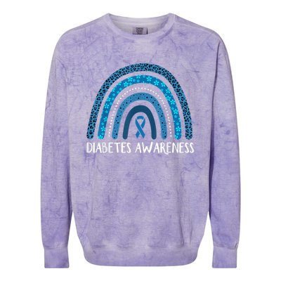 In November We Wear Blue Rainbow Diabetes Awareness Month Colorblast Crewneck Sweatshirt