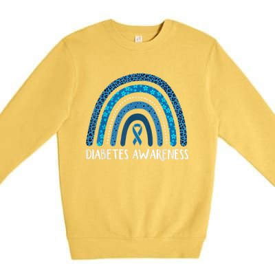 In November We Wear Blue Rainbow Diabetes Awareness Month Premium Crewneck Sweatshirt