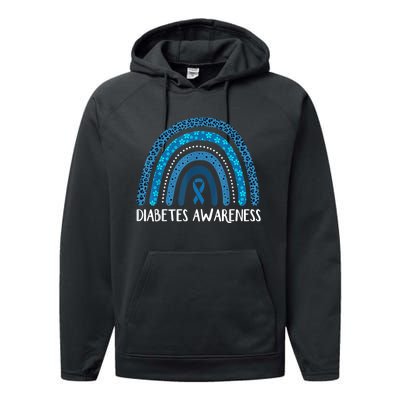 In November We Wear Blue Rainbow Diabetes Awareness Month Performance Fleece Hoodie