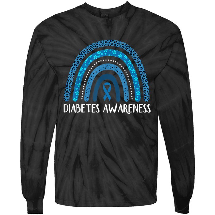 In November We Wear Blue Rainbow Diabetes Awareness Month Tie-Dye Long Sleeve Shirt