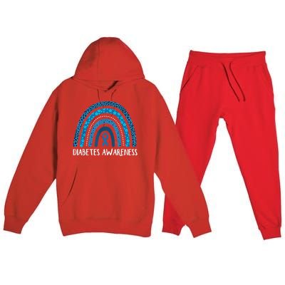 In November We Wear Blue Rainbow Diabetes Awareness Month Premium Hooded Sweatsuit Set