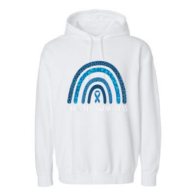 In November We Wear Blue Rainbow Diabetes Awareness Month Garment-Dyed Fleece Hoodie