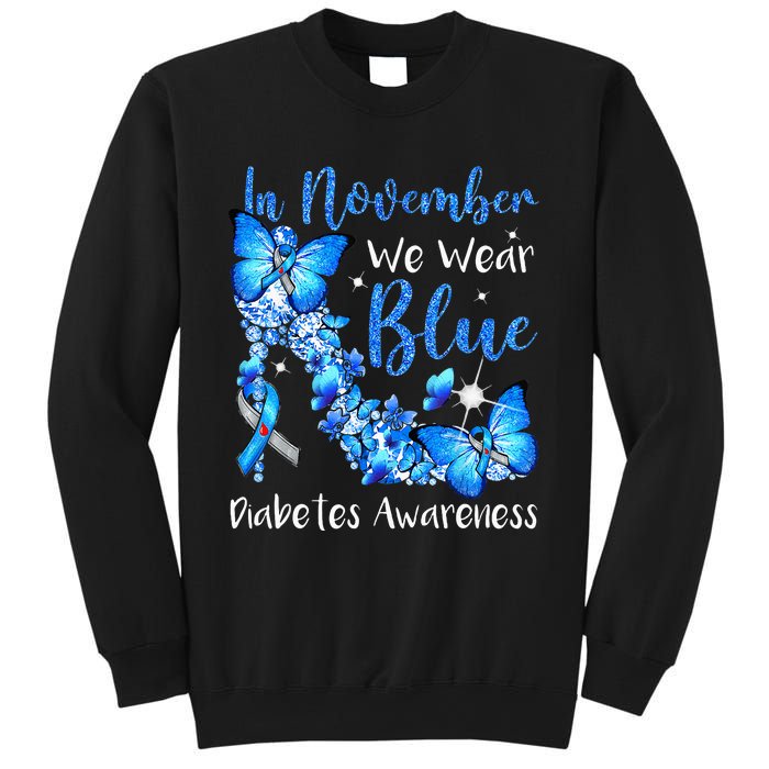 In November We Wear Blue Butterflies Diabetes Awareness Sweatshirt