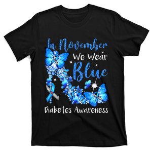 In November We Wear Blue Butterflies Diabetes Awareness T-Shirt