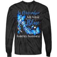 In November We Wear Blue Butterflies Diabetes Awareness Tie-Dye Long Sleeve Shirt