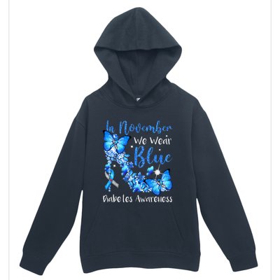 In November We Wear Blue Butterflies Diabetes Awareness Urban Pullover Hoodie