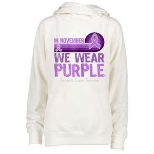 In November We Wear Purple Pancreatic Cancer Awareness Womens Funnel Neck Pullover Hood