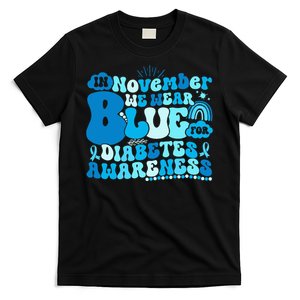 In November We Wear Blue Groovy Diabetic Diabetes Awareness T-Shirt