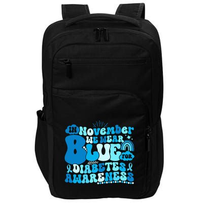 In November We Wear Blue Groovy Diabetic Diabetes Awareness Impact Tech Backpack