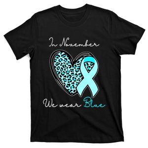 In November We Wear Blue Cure Diabetes Awareness Love Heart T-Shirt