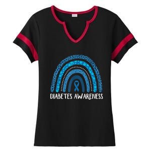 In November We Wear Blue Rainbow Diabetes Awareness Month Ladies Halftime Notch Neck Tee