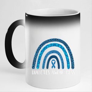 In November We Wear Blue Rainbow Diabetes Awareness Month 11oz Black Color Changing Mug