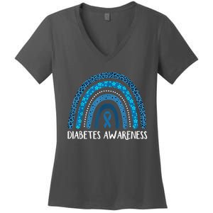 In November We Wear Blue Rainbow Diabetes Awareness Month Women's V-Neck T-Shirt