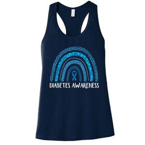 In November We Wear Blue Rainbow Diabetes Awareness Month Women's Racerback Tank