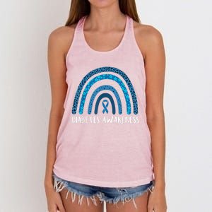 In November We Wear Blue Rainbow Diabetes Awareness Month Women's Knotted Racerback Tank