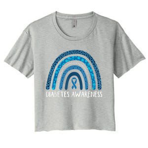 In November We Wear Blue Rainbow Diabetes Awareness Month Women's Crop Top Tee