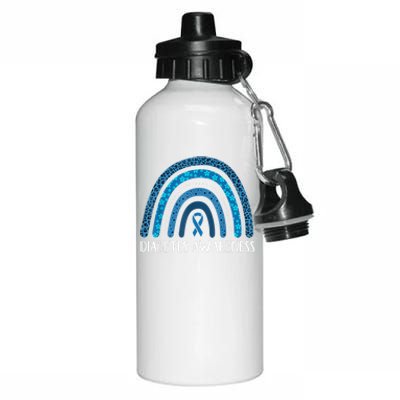 In November We Wear Blue Rainbow Diabetes Awareness Month Aluminum Water Bottle