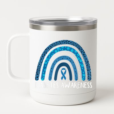 In November We Wear Blue Rainbow Diabetes Awareness Month 12 oz Stainless Steel Tumbler Cup