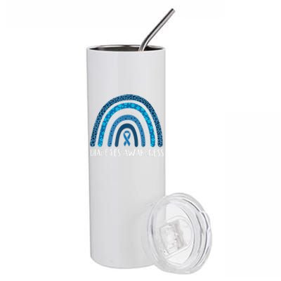 In November We Wear Blue Rainbow Diabetes Awareness Month Stainless Steel Tumbler