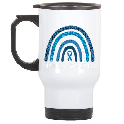 In November We Wear Blue Rainbow Diabetes Awareness Month Stainless Steel Travel Mug