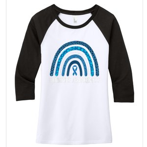 In November We Wear Blue Rainbow Diabetes Awareness Month Women's Tri-Blend 3/4-Sleeve Raglan Shirt