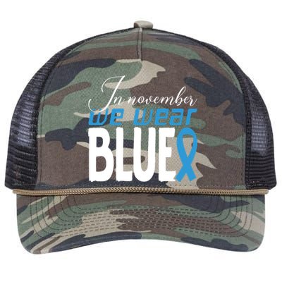 In November We Wear Blue Awareness Graphic Retro Rope Trucker Hat Cap