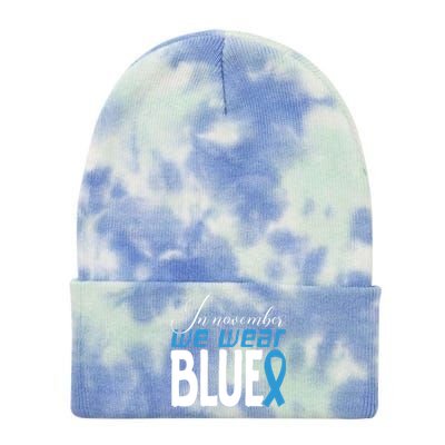 In November We Wear Blue Awareness Graphic Tie Dye 12in Knit Beanie