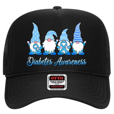 In November We Wear Blue Gnomes Diabetes Awareness Survivors High Crown Mesh Back Trucker Hat