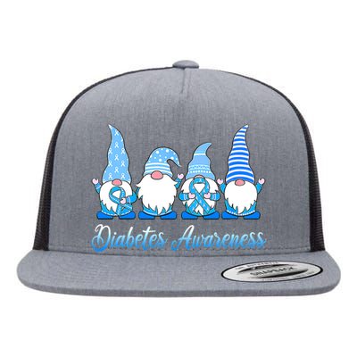 In November We Wear Blue Gnomes Diabetes Awareness Survivors Flat Bill Trucker Hat