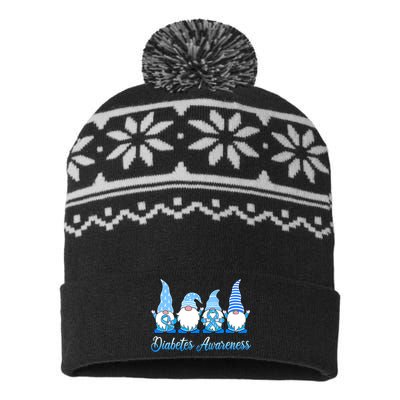 In November We Wear Blue Gnomes Diabetes Awareness Survivors USA-Made Snowflake Beanie