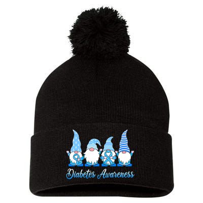 In November We Wear Blue Gnomes Diabetes Awareness Survivors Pom Pom 12in Knit Beanie