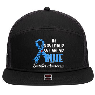 In November We Wear Blue Diabetes awareness 7 Panel Mesh Trucker Snapback Hat