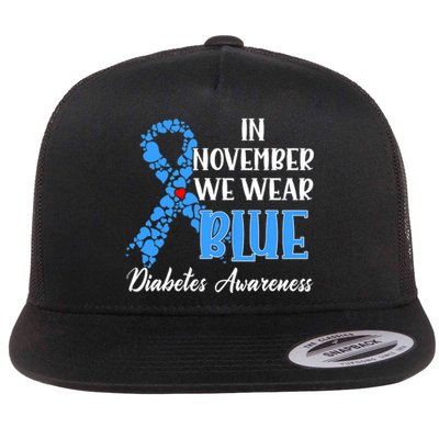 In November We Wear Blue Diabetes awareness Flat Bill Trucker Hat