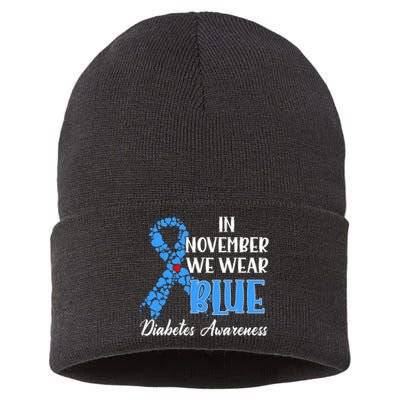 In November We Wear Blue Diabetes awareness Sustainable Knit Beanie