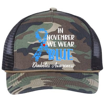 In November We Wear Blue Diabetes awareness Retro Rope Trucker Hat Cap