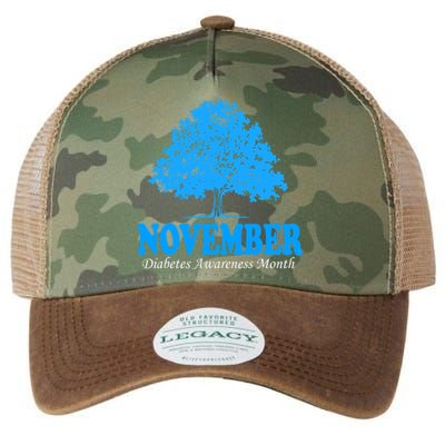 In November We Wear Blue Pumpkin Diabetes Awareness Month Legacy Tie Dye Trucker Hat