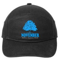 In November We Wear Blue Pumpkin Diabetes Awareness Month 7-Panel Snapback Hat