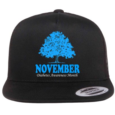 In November We Wear Blue Pumpkin Diabetes Awareness Month Flat Bill Trucker Hat