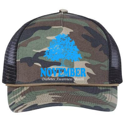 In November We Wear Blue Pumpkin Diabetes Awareness Month Retro Rope Trucker Hat Cap