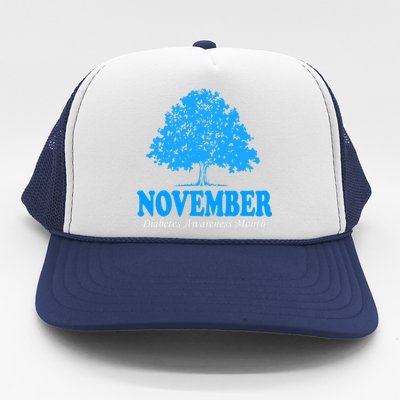 In November We Wear Blue Pumpkin Diabetes Awareness Month Trucker Hat