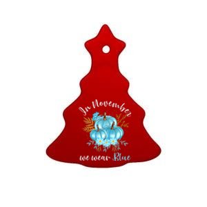 In November We Wear Blue Pumpkins Fall Diabetes Awareness Ceramic Tree Ornament